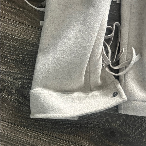 Fringe Detail Light Gray Women's button down jacket - Picture 4 of 5